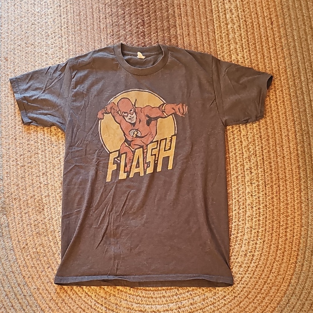 Flash DC Comics Men's Graphic T-Shirt Brown Cotton Crew Neck Short Sleeve 2014
